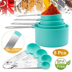 8Pcs Plastic Measuring Spoons & Cups Set