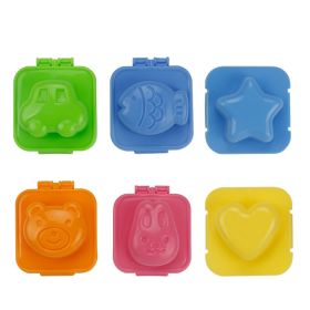 6PCS Cartoon Cute Boil Egg Mold/ Fish Car Heart Shape Egg Sushi Rice Mold/ Decorating Fondant Cake Tool