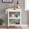 Conifferism Rolling Kitchen Cart Microwave Storage Island with Wheels White for Dining Rooms Kitchens and Living Rooms