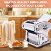 Electric Pasta Maker Noodle Maker Pasta Making Machine Dough Roller Cutter Thickness Adjustable Stainless Steel US 110V 135w 2 Blades Type 1.5mm round