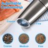 Gravity Electric Pepper and Salt Grinder Set; Adjustable Coarseness; Battery Powered with LED Light; One Hand Operation; Stainless Steel Blade