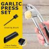 Premium Garlic Press;  Garlic Mincer Set of 3 with Silicone Roller Peeler & Cleaning Brush