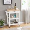 Conifferism Rolling Kitchen Cart Microwave Storage Island with Wheels White for Dining Rooms Kitchens and Living Rooms