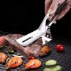 1pc Stainless Steel Steak Clamps; Flipping Spatula Tongs