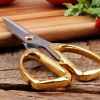 Powerful Scissors, Alloy Stainless Steel Gold Scissors, Wedding Kitchen Golden-plated Scissors