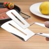 1pc Stainless Steel Steak Clamps; Flipping Spatula Tongs