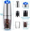 Gravity Electric Pepper and Salt Grinder Set; Adjustable Coarseness; Battery Powered with LED Light; One Hand Operation; Stainless Steel Blade