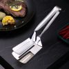 1pc Stainless Steel Steak Clamps; Flipping Spatula Tongs